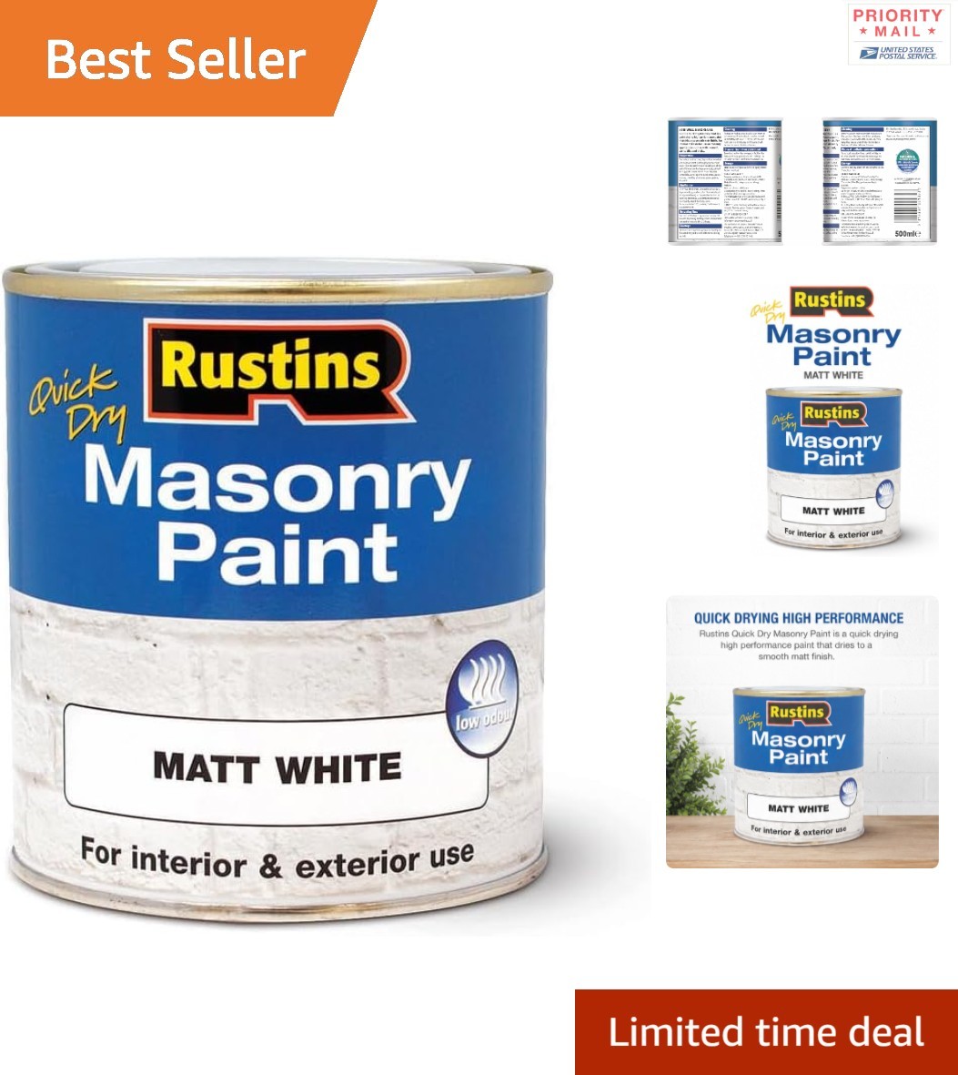 Matt White Masonry Paint 500ml for Exterior Use Fast Drying 14m Coverage