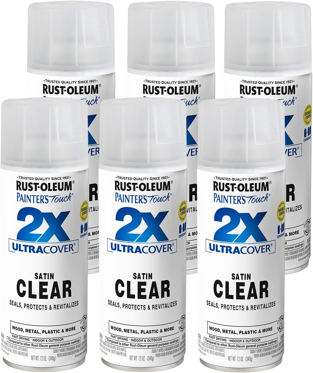 346952-6PK Painter’S Touch 2X Ultra Cover Spray Paint, 12 Oz, Satin Clear, Pack