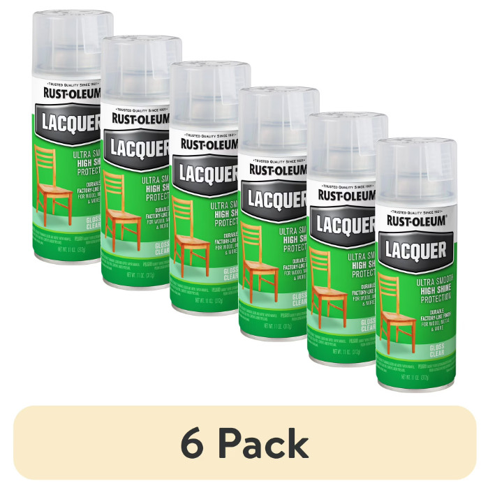 (6 pack) Clear, Rust-Oleum Lacquer Gloss Spray Paint, 11 oz