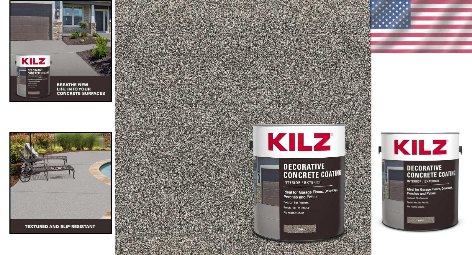 Gray Decorative Concrete Paint, Slip-Resistant, 1 Gallon