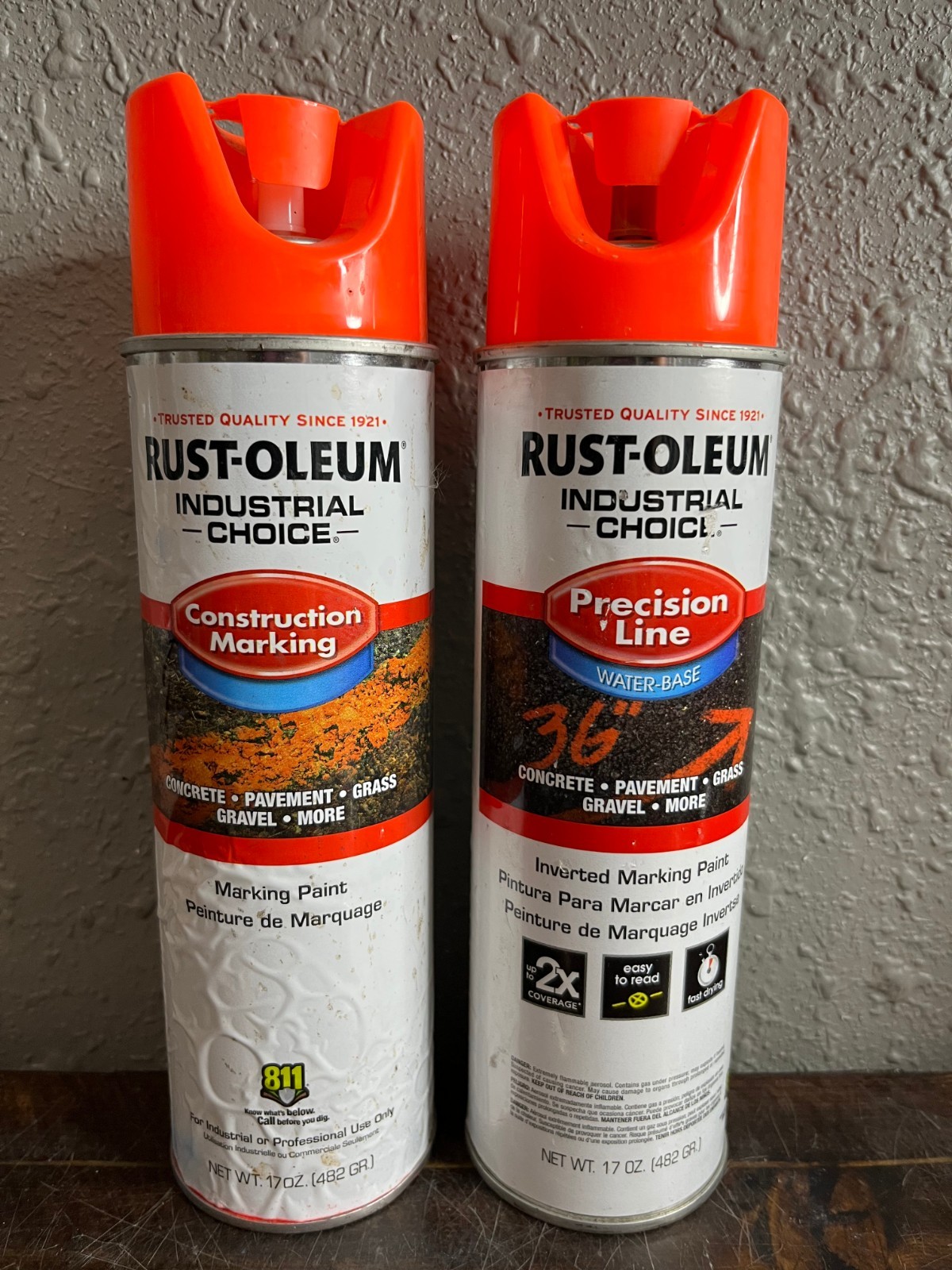 2 Pack Rust-Oleum Inverted Marking Spray Paint Fluorescent Orange 17oz