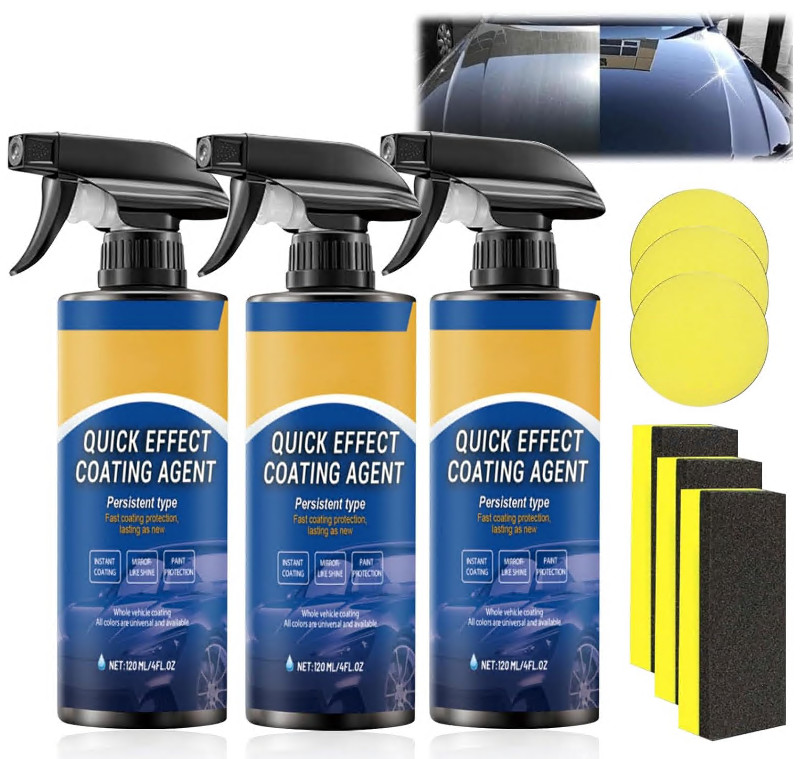 Car Coating Spray,Quick Effect Coating Agent,Car Polish Spray wax Liquid 3x120ml