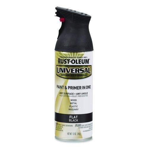 Rust-Oleum Universal Premium Spray Paint, Flat Black, 12 oz Aerosol Can, 2/Pack