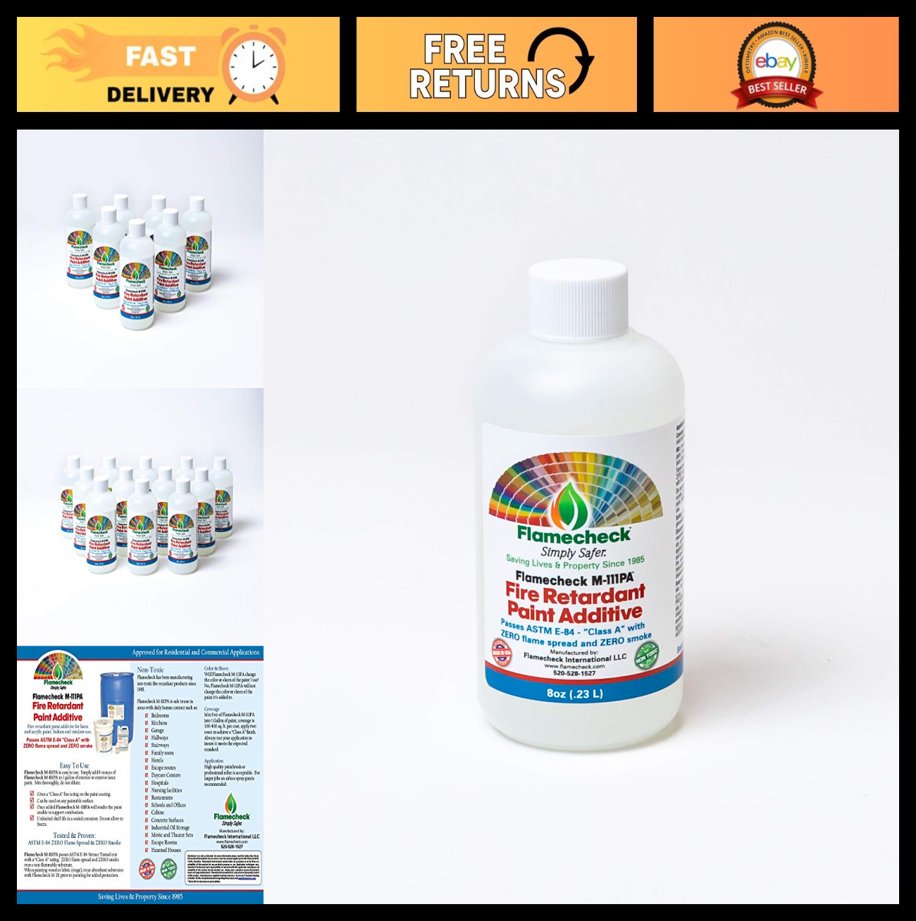 Fire Retardant Paint Additive – Mix 8 oz with 1 Gallon Latex Paint or Primer