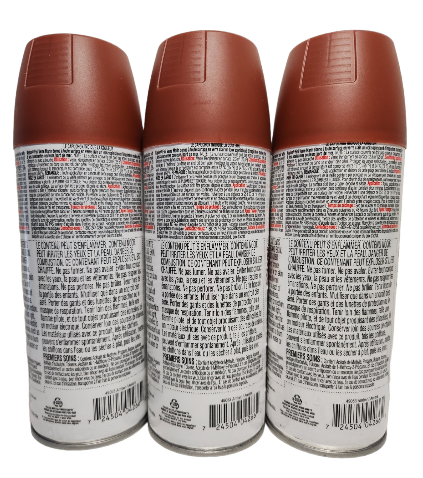 3 Cans Krylon Sea Glass Spray Paint Amber 12 oz Each DISCONTINUED K09053000