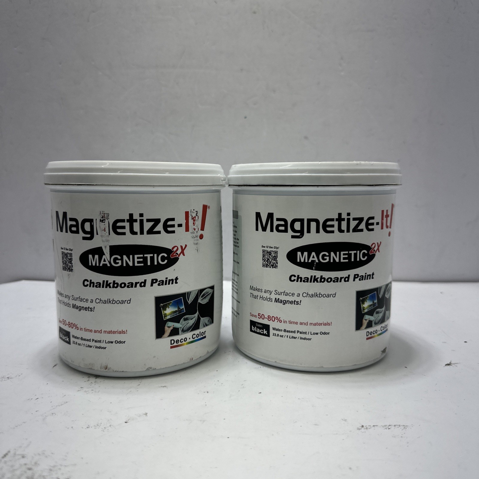 LOT OF 2 Magnetize-it! Magnetic Chalkboard Paint water Based–Satin Black COLOR