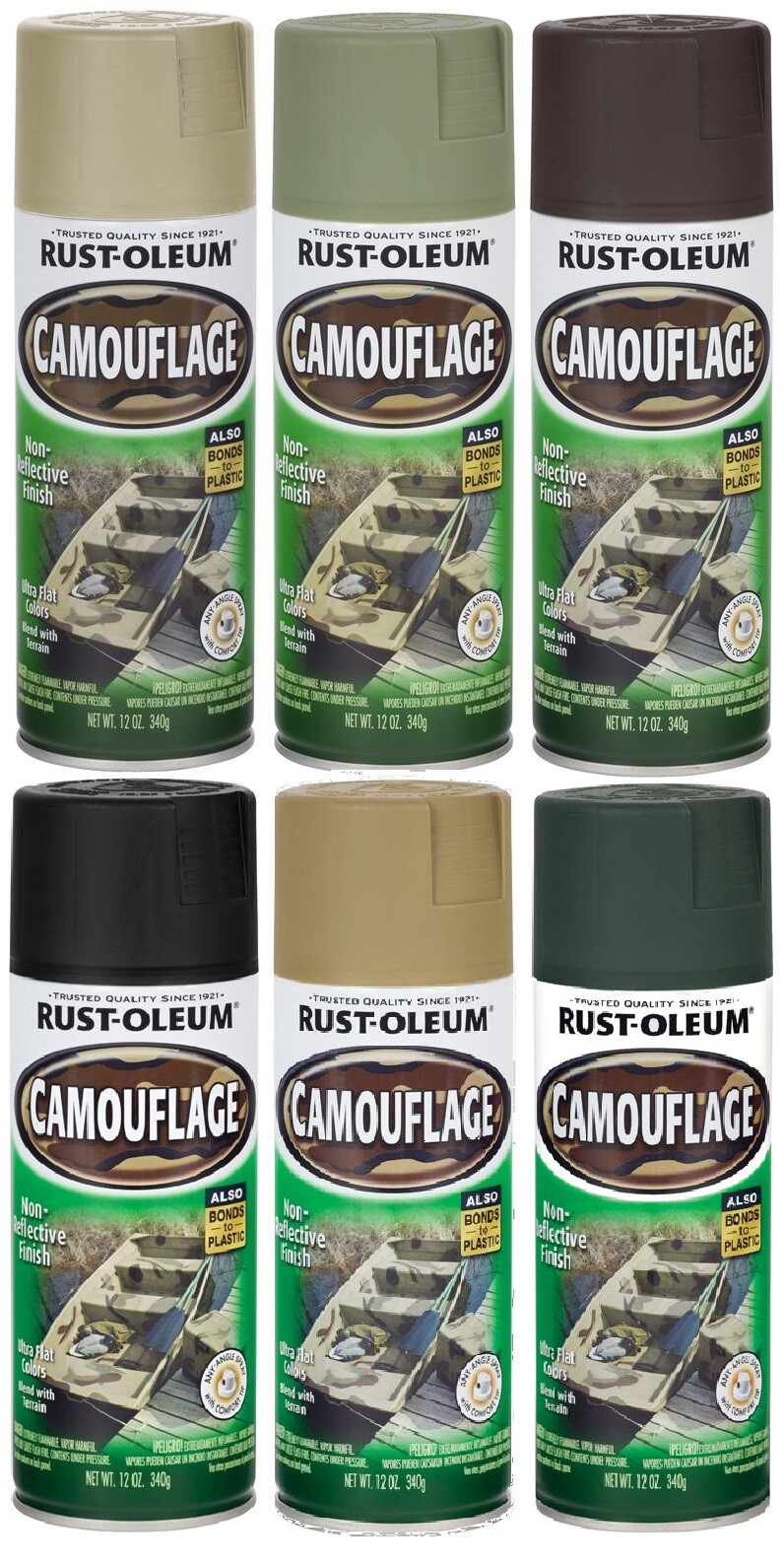 Rust-Oleum Specialty Flat Camouflage Spray Paint Fast Dry 12 oz *U PICK COLOR*
