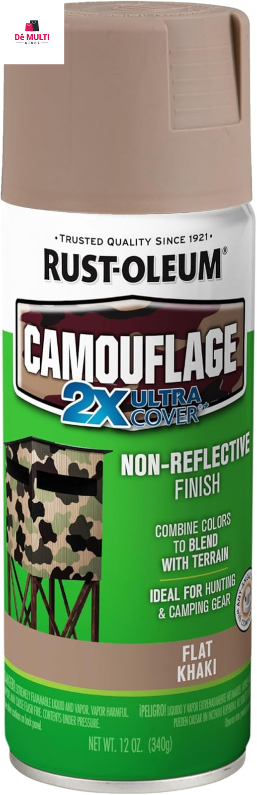 279177 Camouflage 2X Ultra Cover Spray Paint, 12 Oz, Khaki