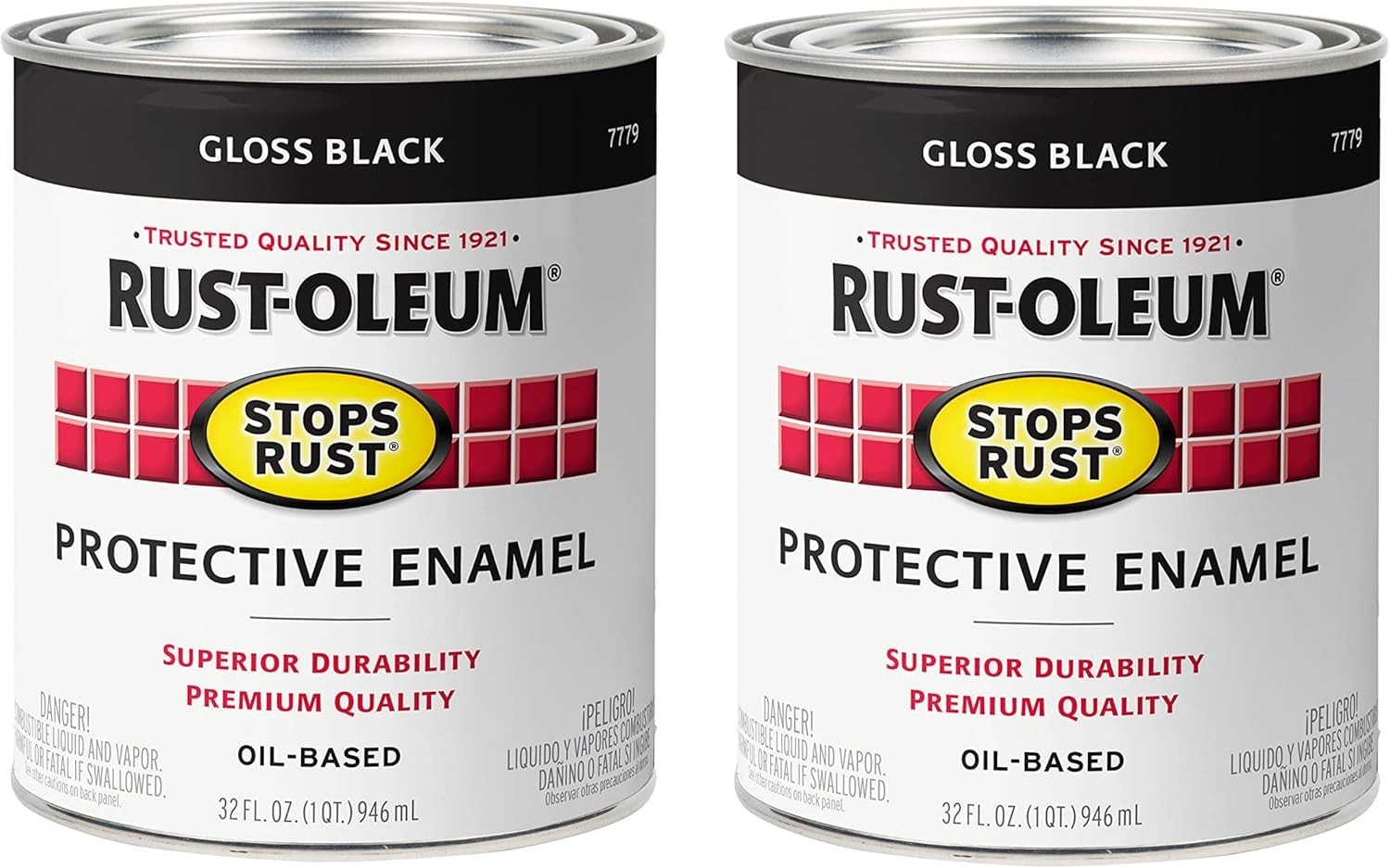 7777502-2PK Stops Rust Brush on Paint, 1 Quarts (Pack of 2), Satin Black