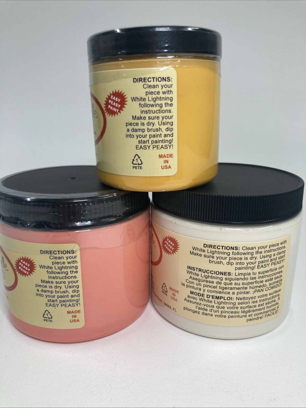 New Dixie Belle Chalk Mineral Paint, Matte USA – 8oz Mustard 16oz Cloth Flamingo