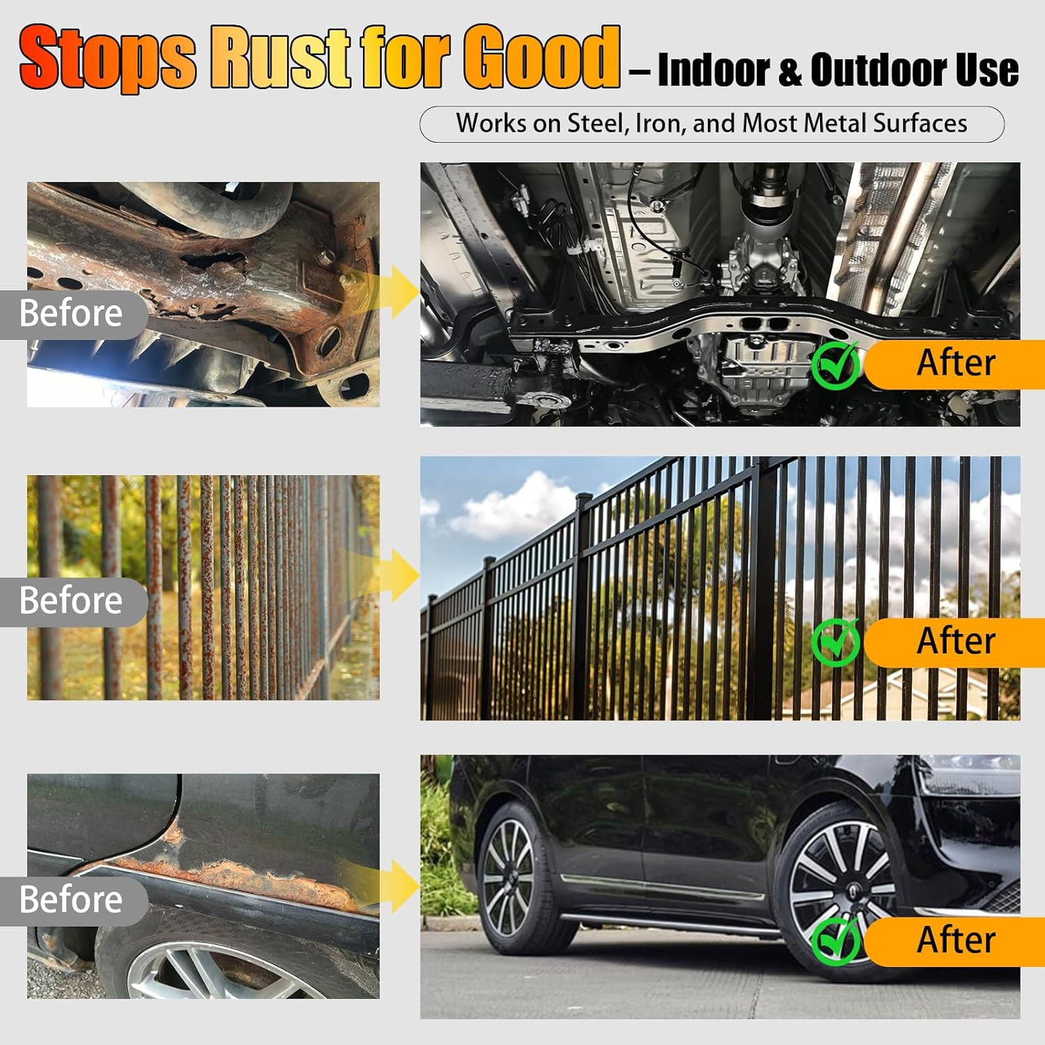 2-In-1 Rust Converter & Metal Primer, 101.5Oz Black Rust Inhibitor Paint for Met