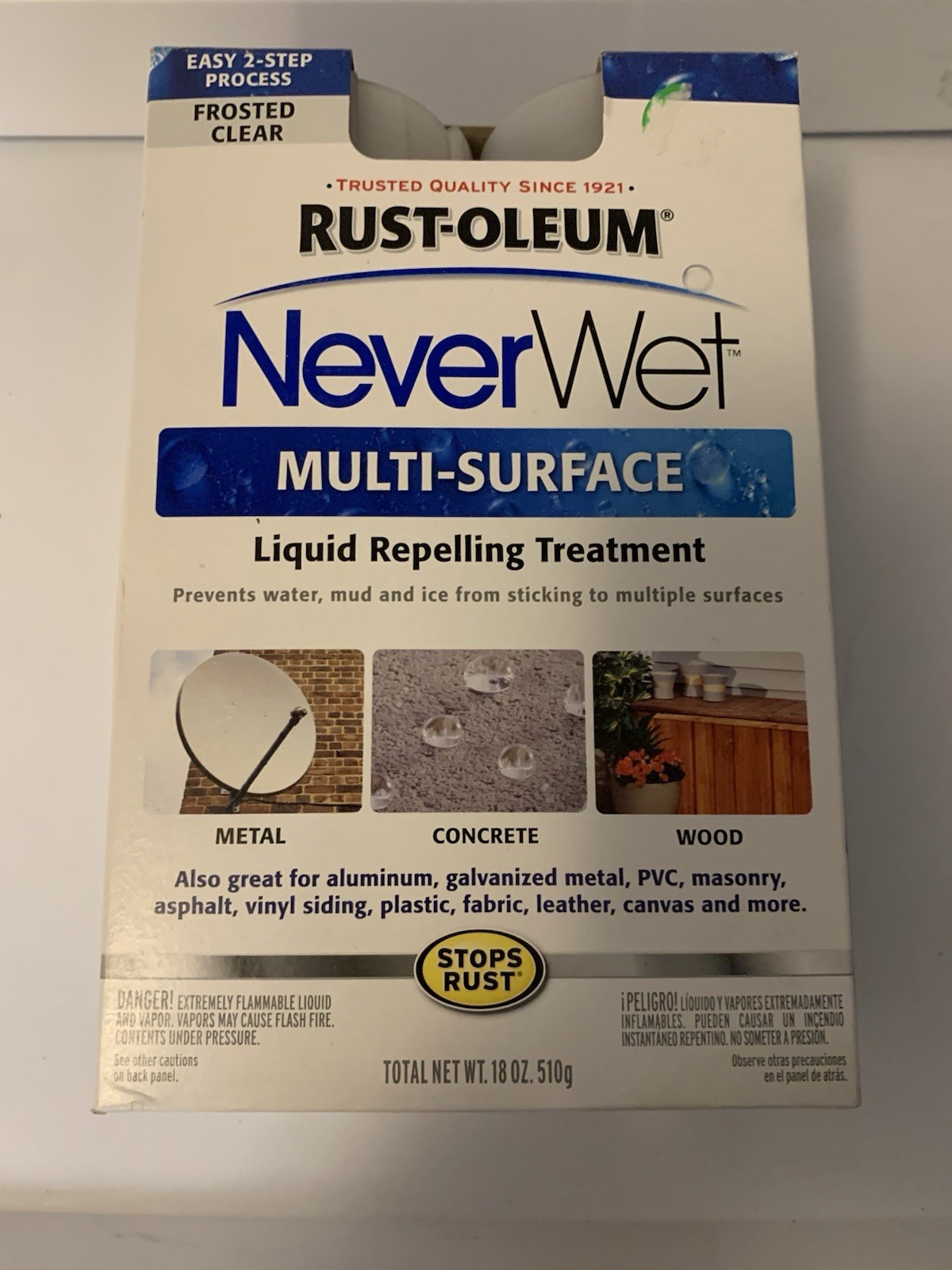 New Rust-Oleum NeverWet Multi-Surface Liquid Repelling Treatment – Frosted Clear