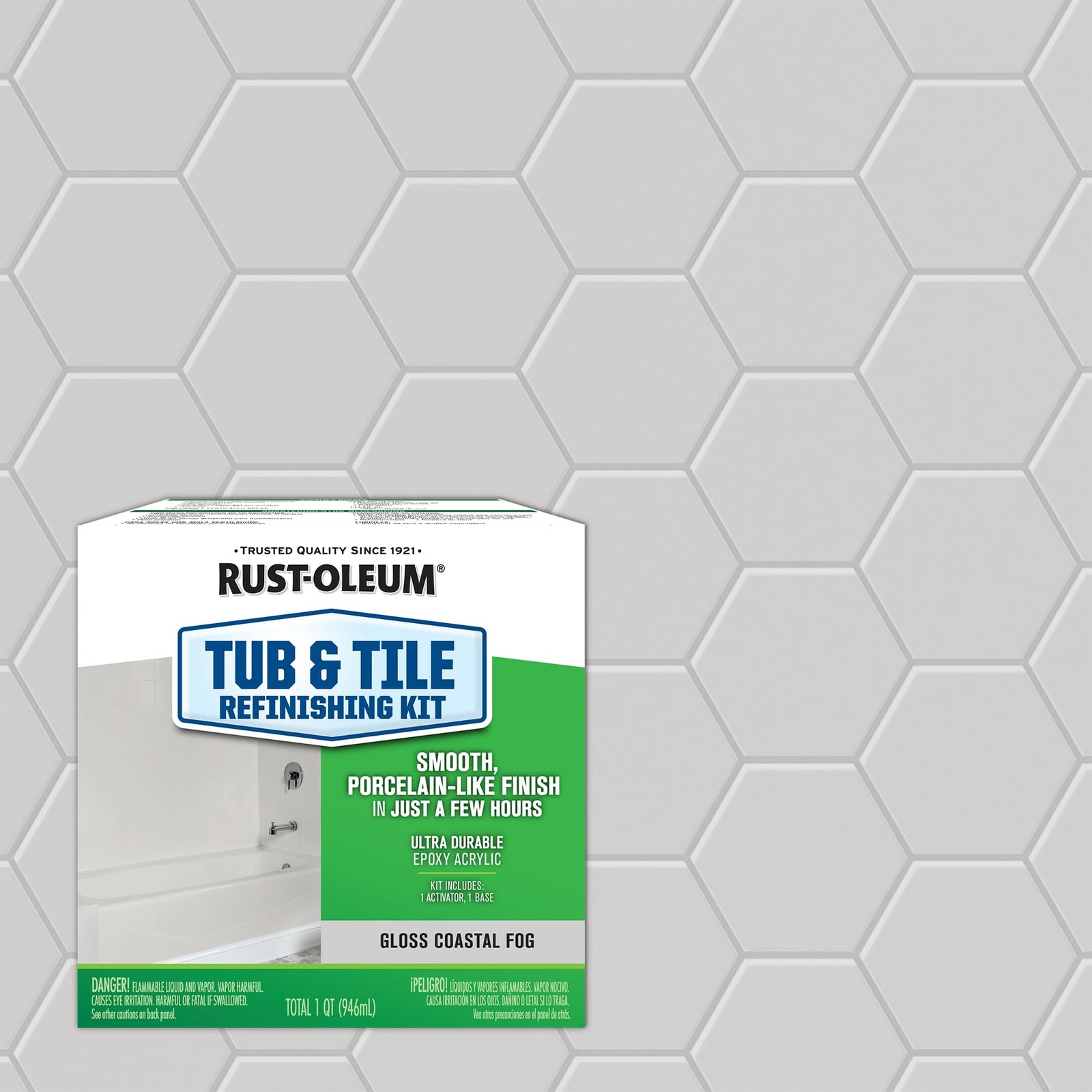 Rust Oleum Tub And Tile Refinishing Kit 32 Oz Coastal Fog Epoxy Acrylic Paint