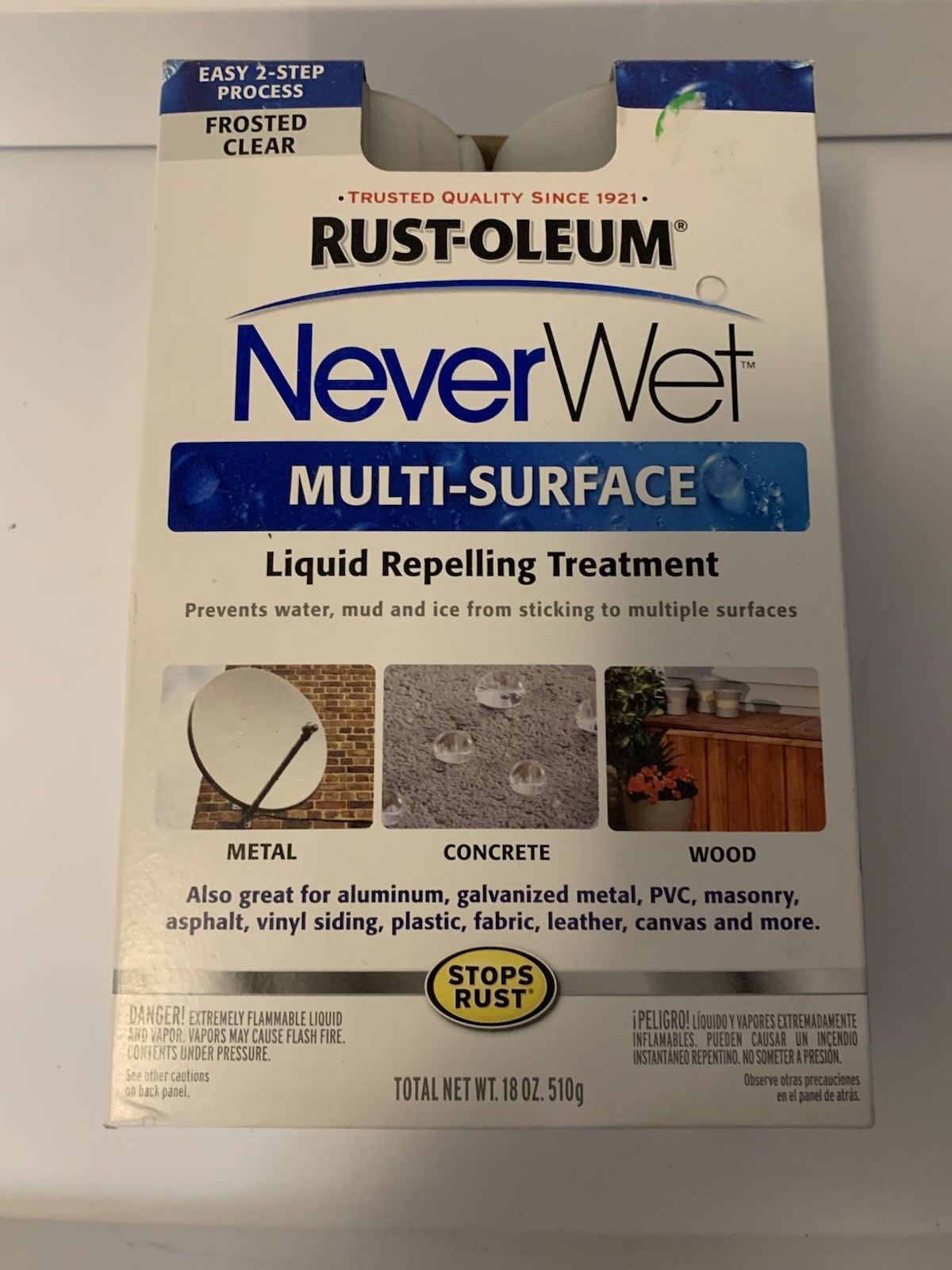 New Rust-Oleum NeverWet Multi-Surface Liquid Repelling Treatment – Frosted Clear