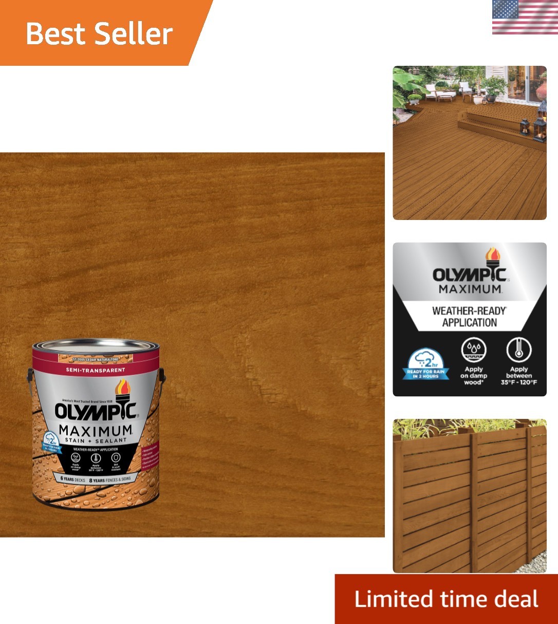 Maximum 1 Gallon Semi-Transparent Cedar Exterior Stain – UV & Mold Resistant