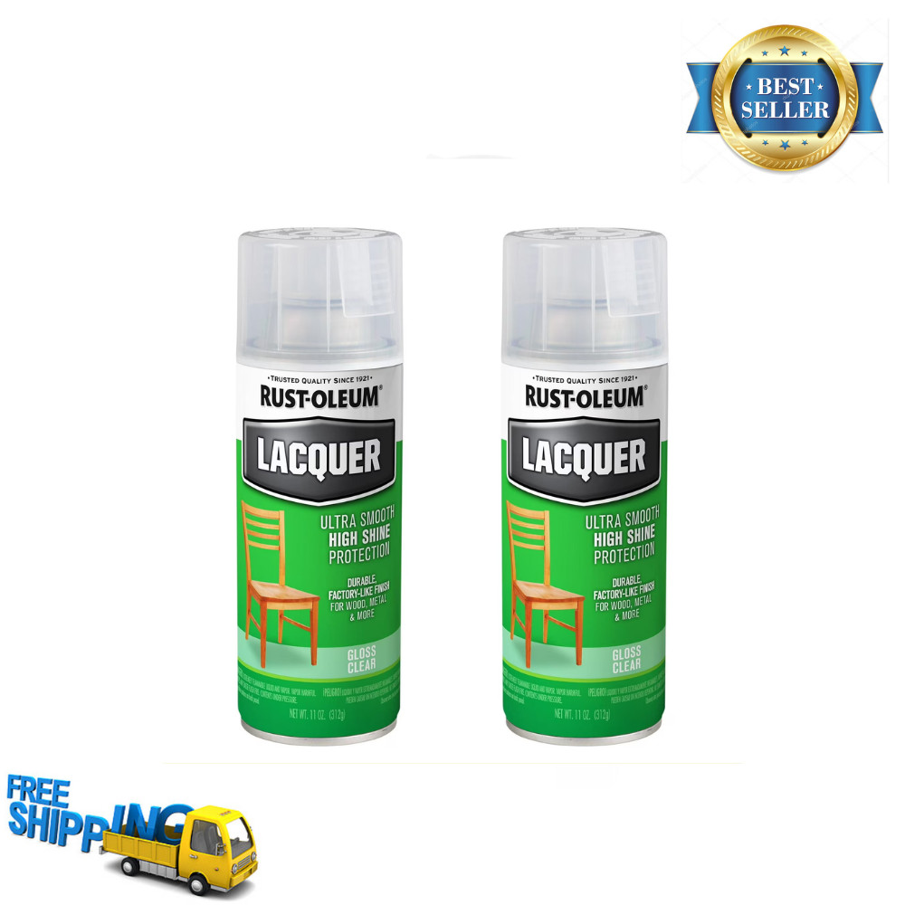 (2 pack) Clear, Rust-Oleum Specialty Gloss Lacquer Spray Paint-1906830, 11 oz