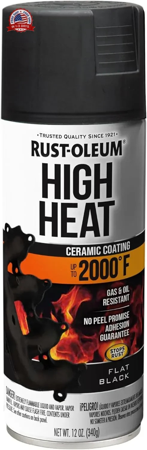 Rust-Oleum 248903 Automotive High Heat Spray Paint, 12 oz, Flat Black
