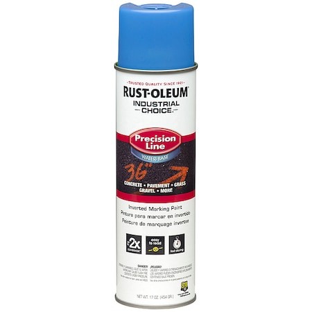 Rust-Oleum 205176 Precision Line Marking Paint, 20 Oz, Fluorescent Blue, Water