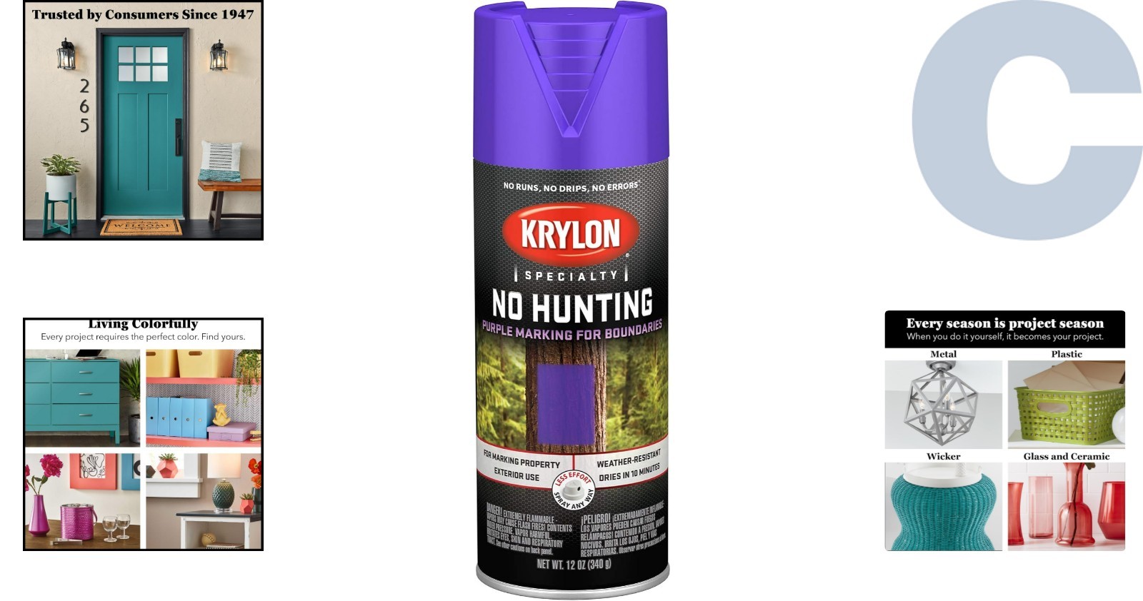 No Hunting Spray Paint – Weather Resistant Purple, 12 Ounce for Property Marking