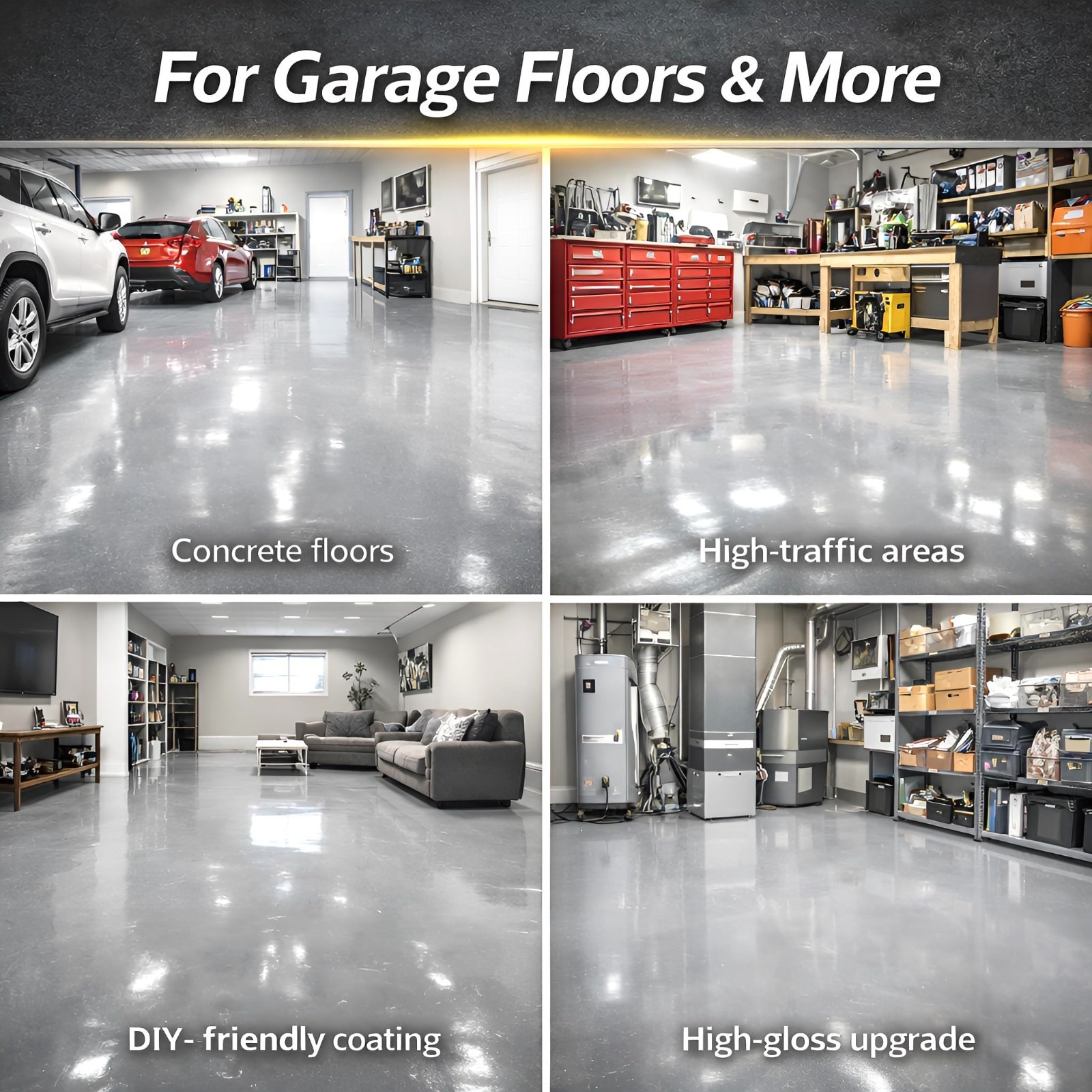 2-Part Epoxy Floor Coating 1.06 Gal | Low VOC Garage & Basement Paint | Anti-Sli