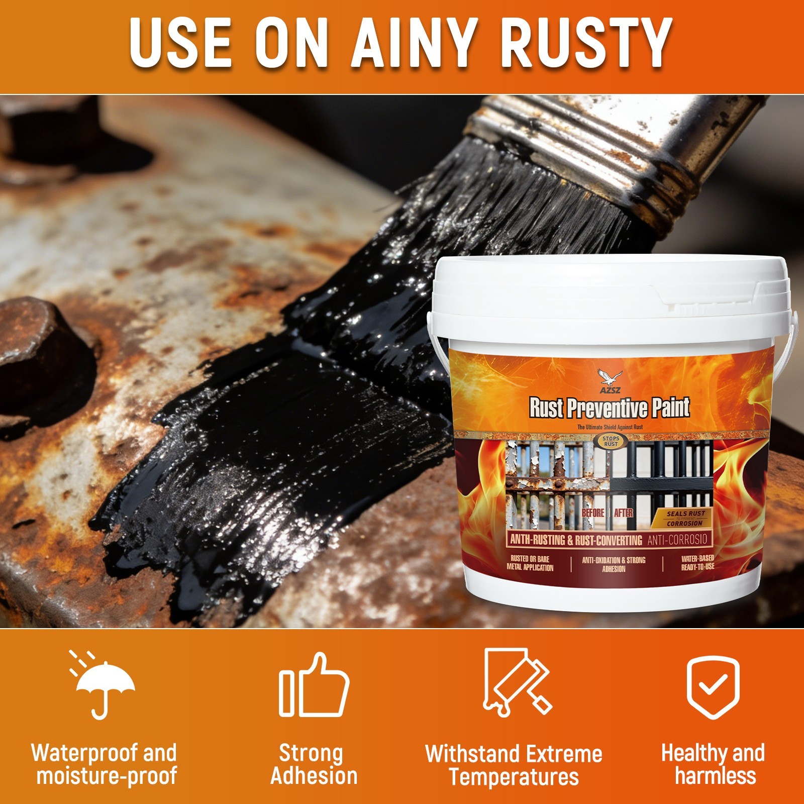 1 Gal Rust Inhibitor Paint, 2-in-1 Rust Converter & Metal Protector, Etching Pri