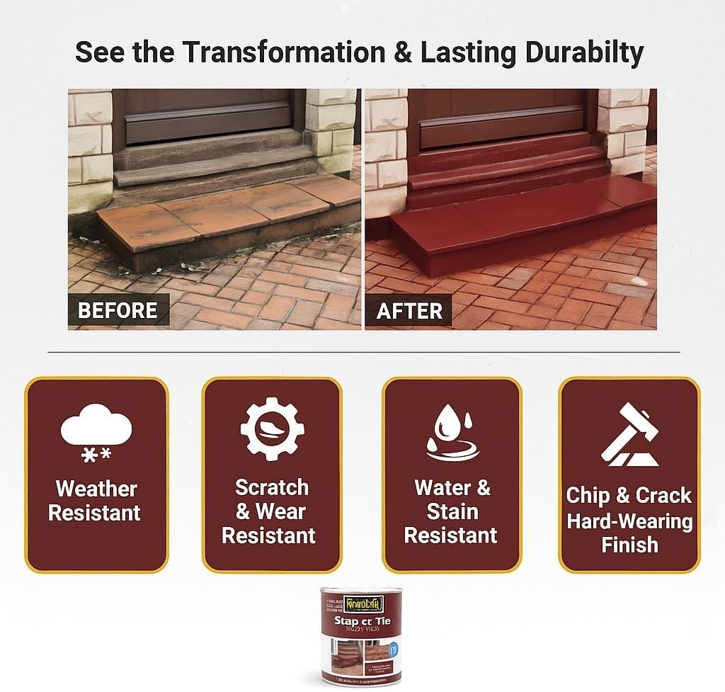 Quick Dry Red Step & Tile Paint – High Gloss Finish, 500ml for Stylish Surfaces