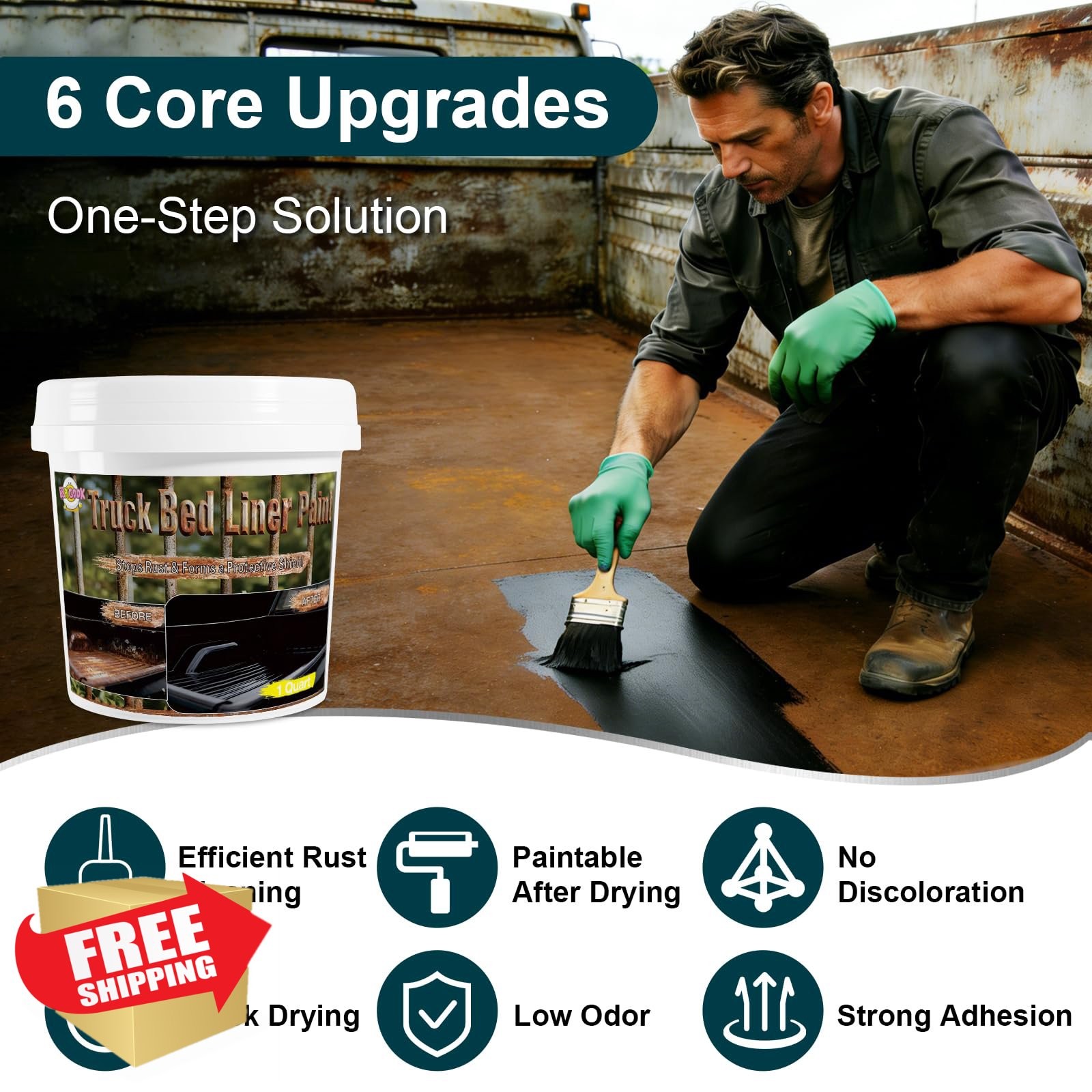 Truck Bed Liner Paint 35oz Spray Kit Black Rust Resistant Coating