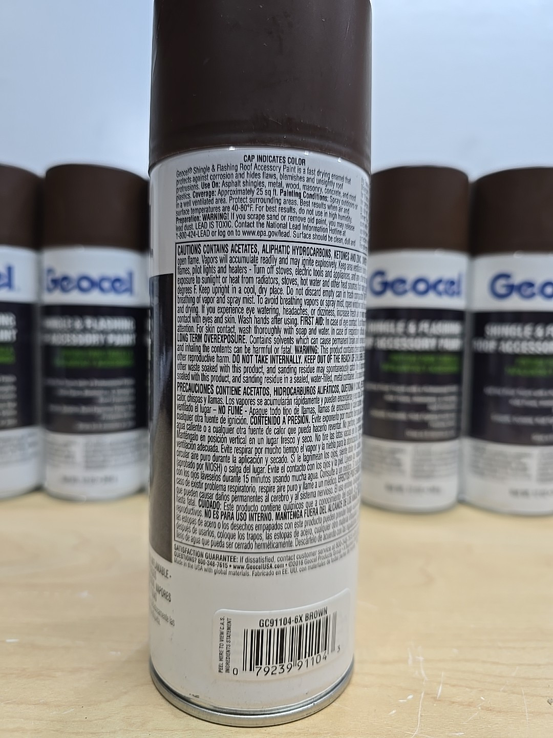 6 cans Geocel GC91104-6X Shingle & Flashing Roof Accessory Paint 12 Ounce Brown