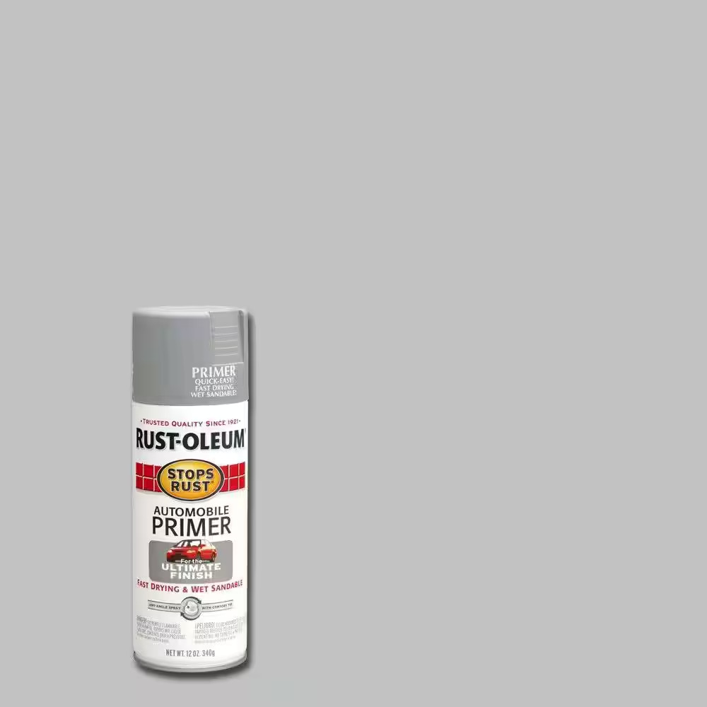12 Oz. Flat Light Gray Automotive Primer Spray | Stops Rust Auto Oz Of Paint New