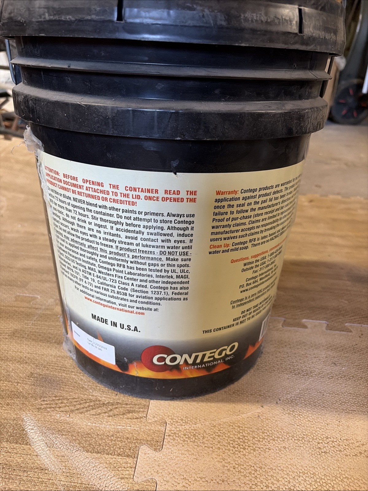 Contego Passive Fire Barrier Latex Intumescent 5 Gallons SEALED BUCKET White