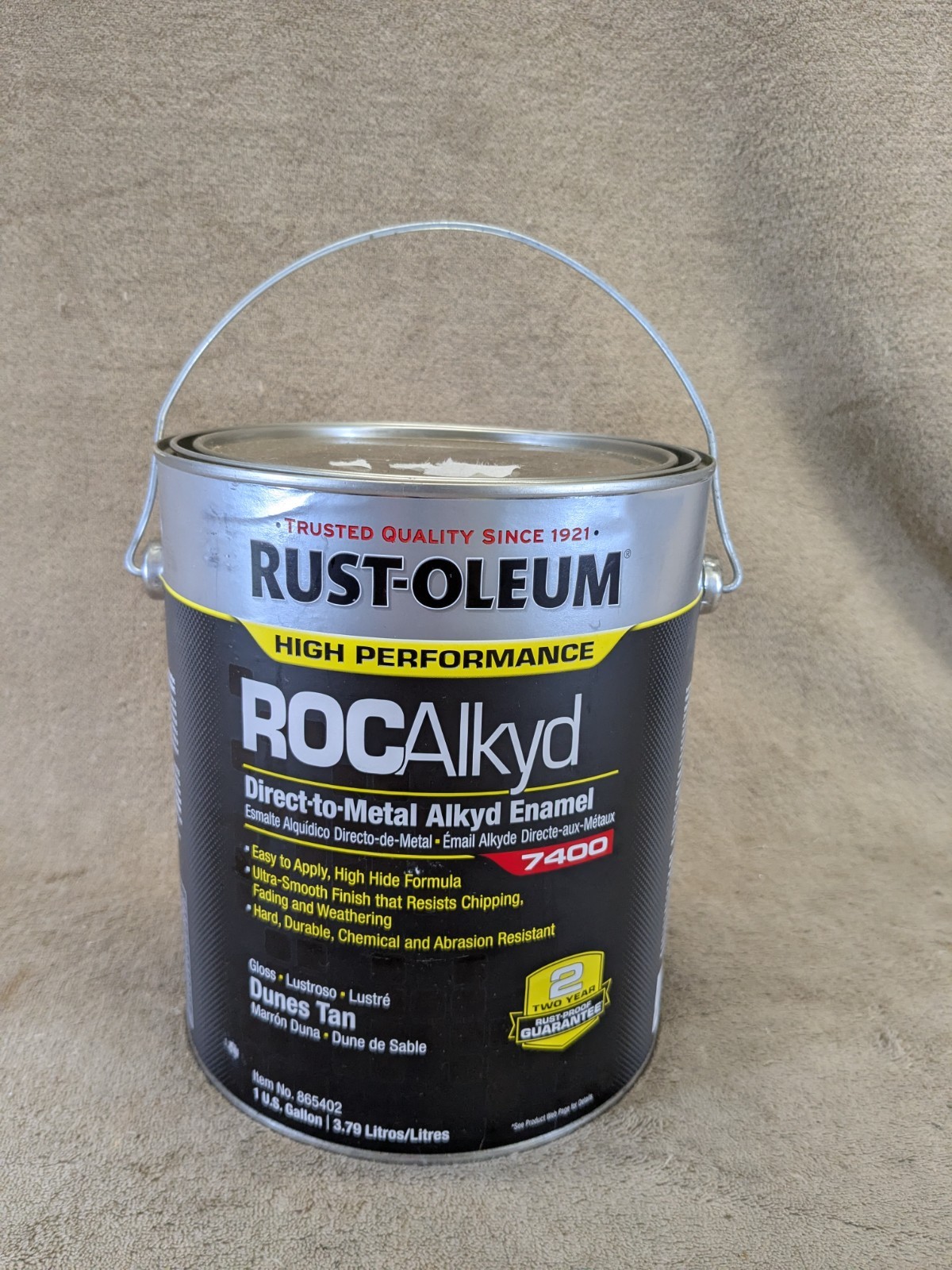 Rust-Oleum 865402 Direct to Metal Alkyd Enamel Gloss 1 Gal 7400 ROC Dunes Tan