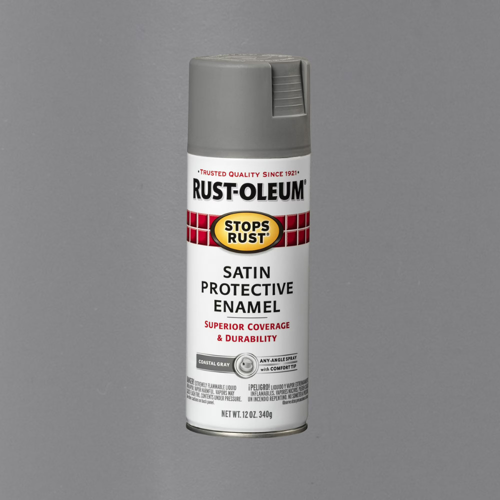 Rust-Oleum Stops Rust Satin Spray Paint, Coastal Gray, 12 oz Enamel Paint, 4Pack