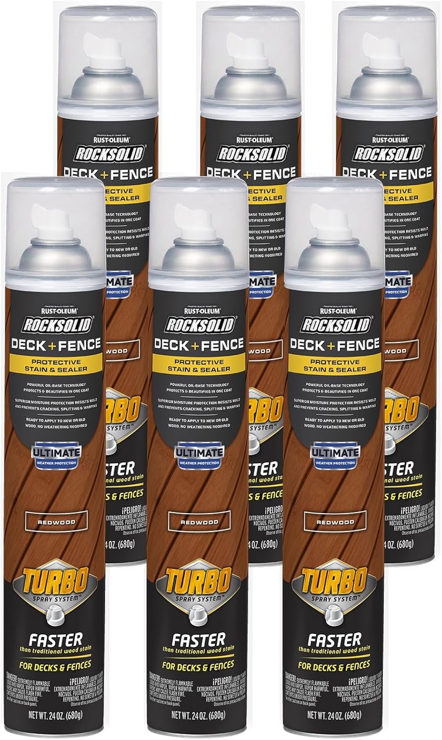 RockSolid Deck+Fence Protective Stain & Sealer Redwood 24oz Aerosol 6 Pack