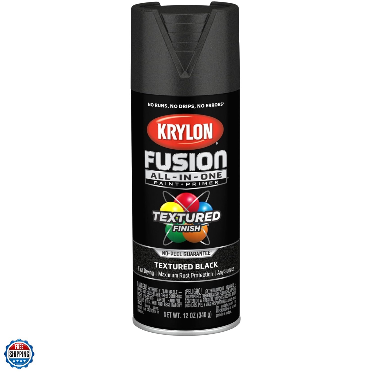 Fusion All-In-One Adhesive Spray Paint for Indoor/Outdoor Use, 12 oz, Black