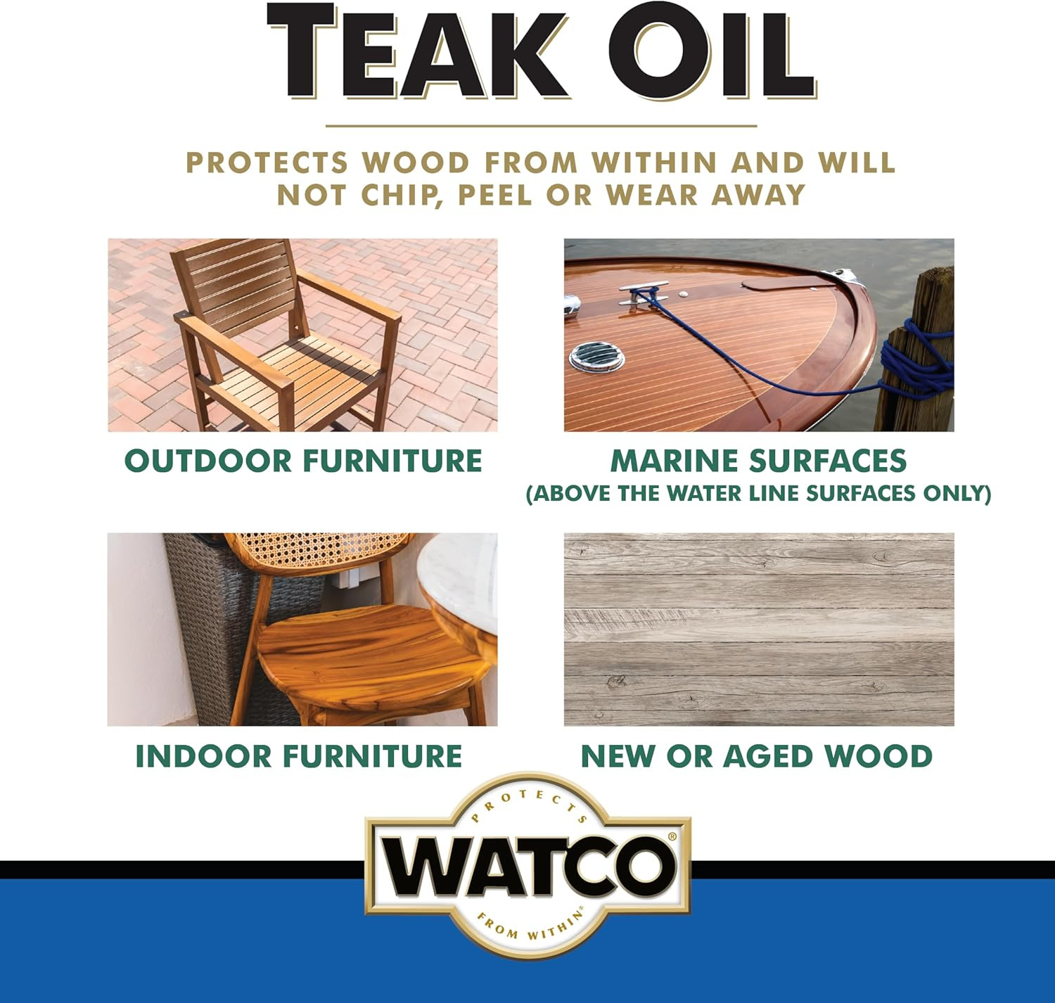 Teak Oil Finish – Quart Size, 4 Pack for Superior Wood Protection