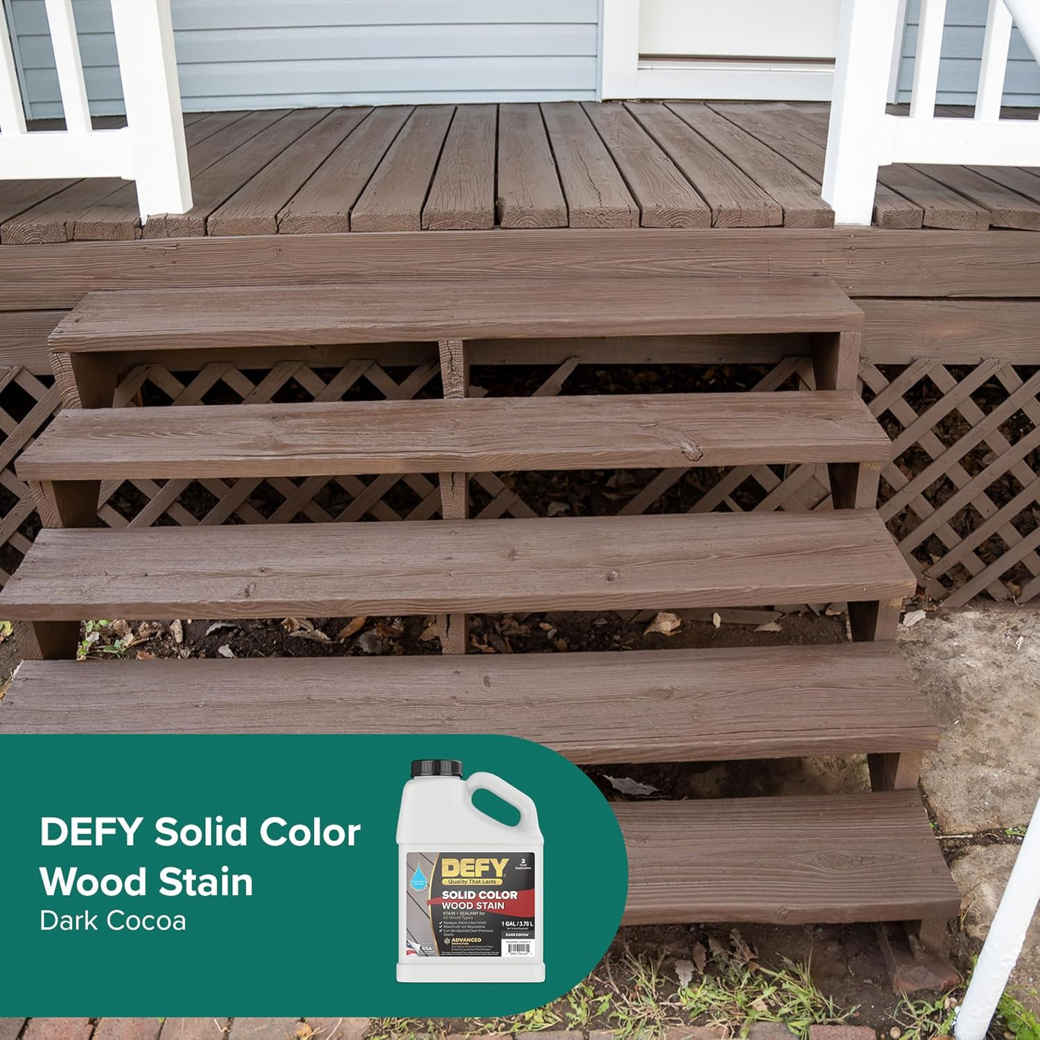 Dark Cocoa Wood Stain – 1 Gallon UV Resistant Deck & Fence Paint