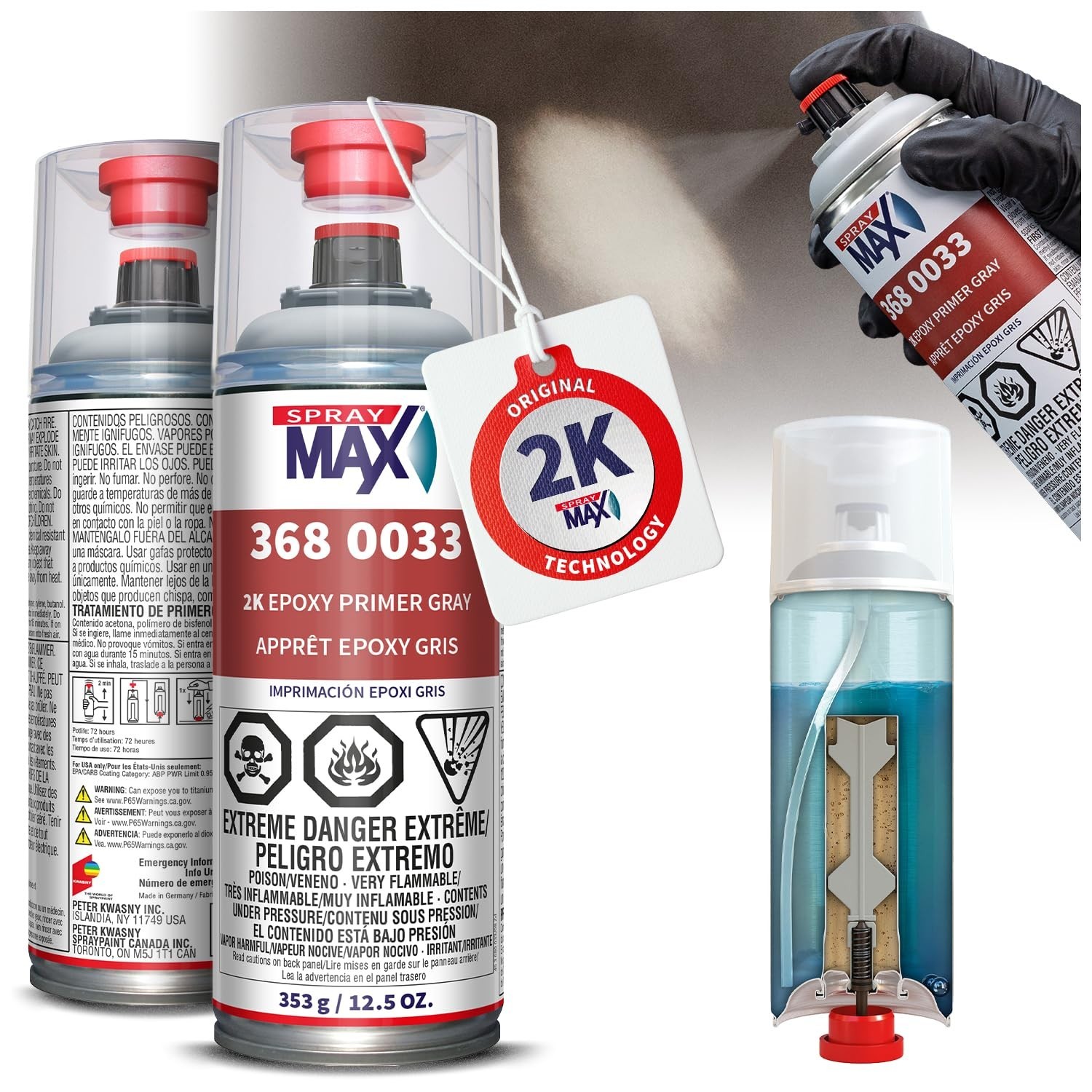 2K Epoxy Primer Spray Paint – Gray, Fast-Drying, Corrosion-Resistant, High Adhes