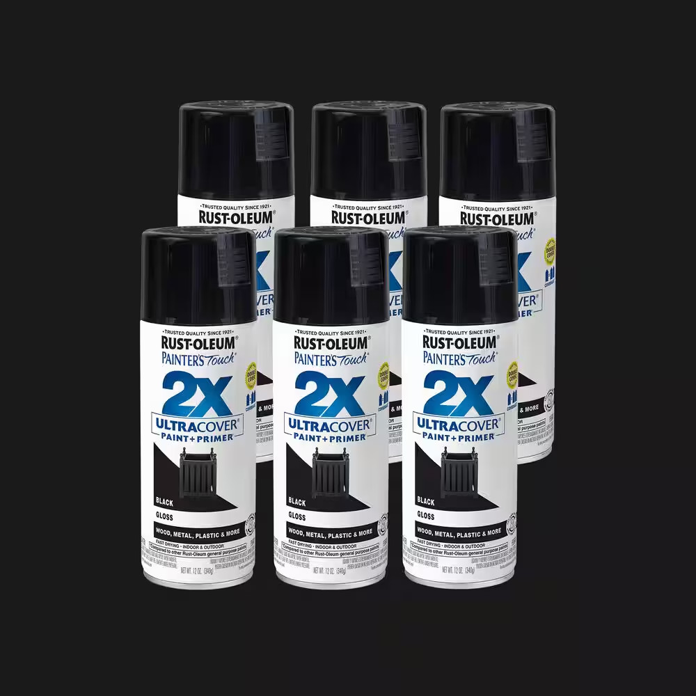 12 Oz. Gloss Black General Purpose Spray Paint (6-Pack)
