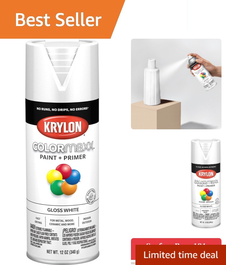 Versatile 12 Oz Gloss White Spray Paint & Primer by COLORmaxx – Decorate Easily