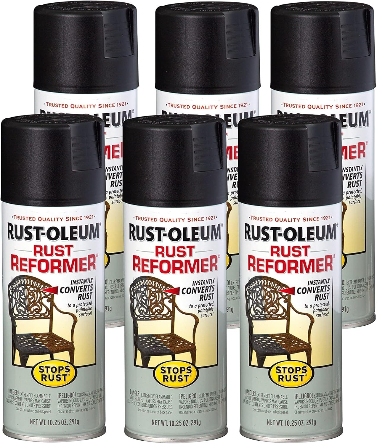 Rust-Oleum 215215-6PK Stops Rust Rust Reformer Spray, 10.25 oz, Black, 6 Pack