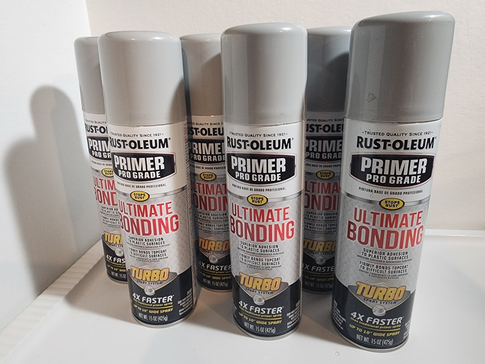 NEW 6 Pack 15 Oz. – Gray, Rust-Oleum Ultimate Bonding Turbo Primer Spray 372702