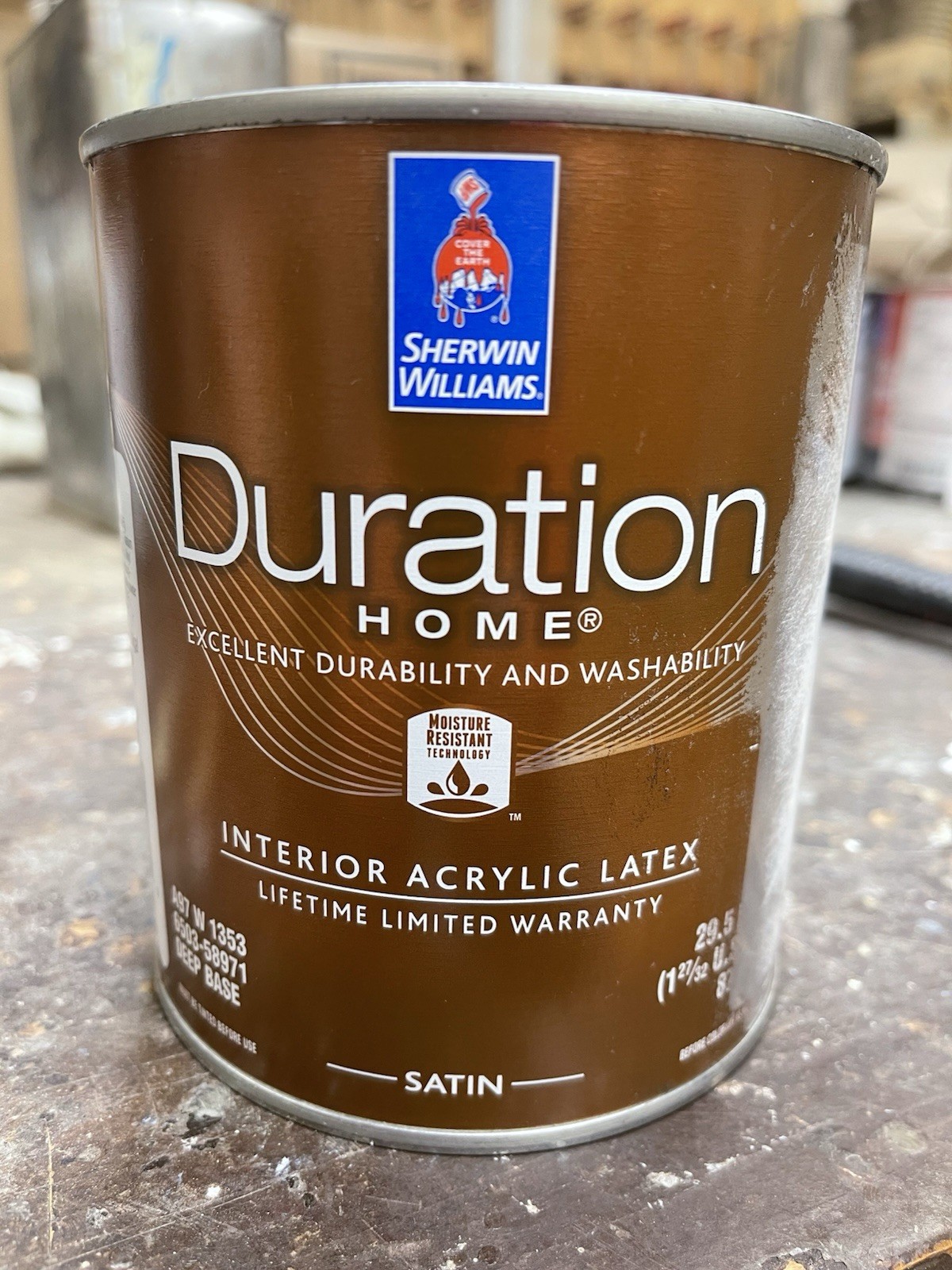 1 Quart Sherwin Williams Duration Interior Satin Paint Custom Gold/Damaged Label