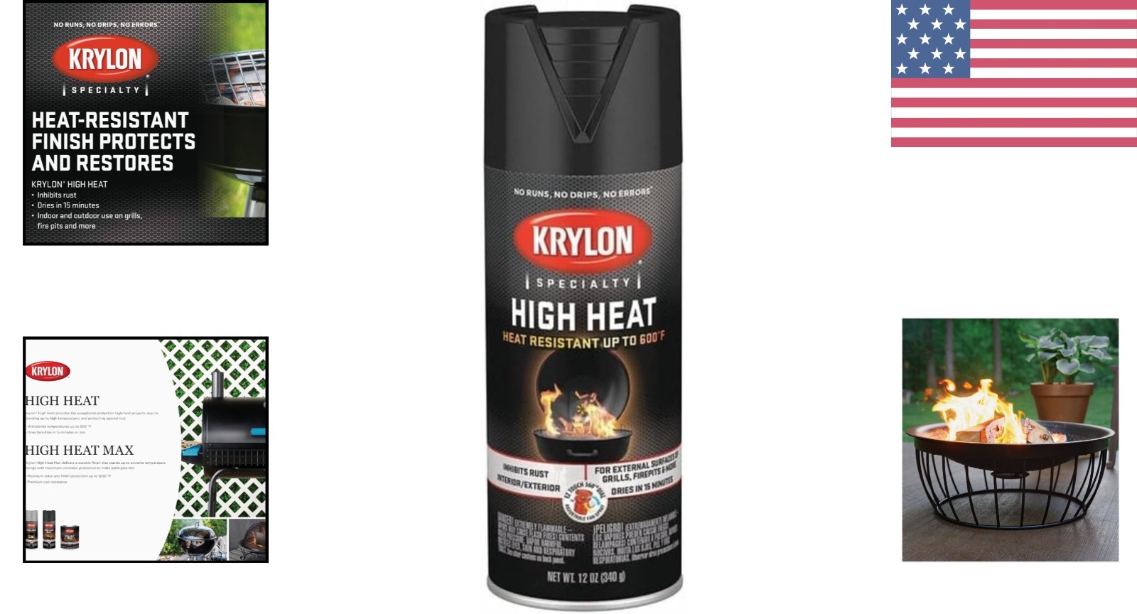 Krylon High Heat Satin Black 12oz – Ideal Spray Paint for Interior & Exterior