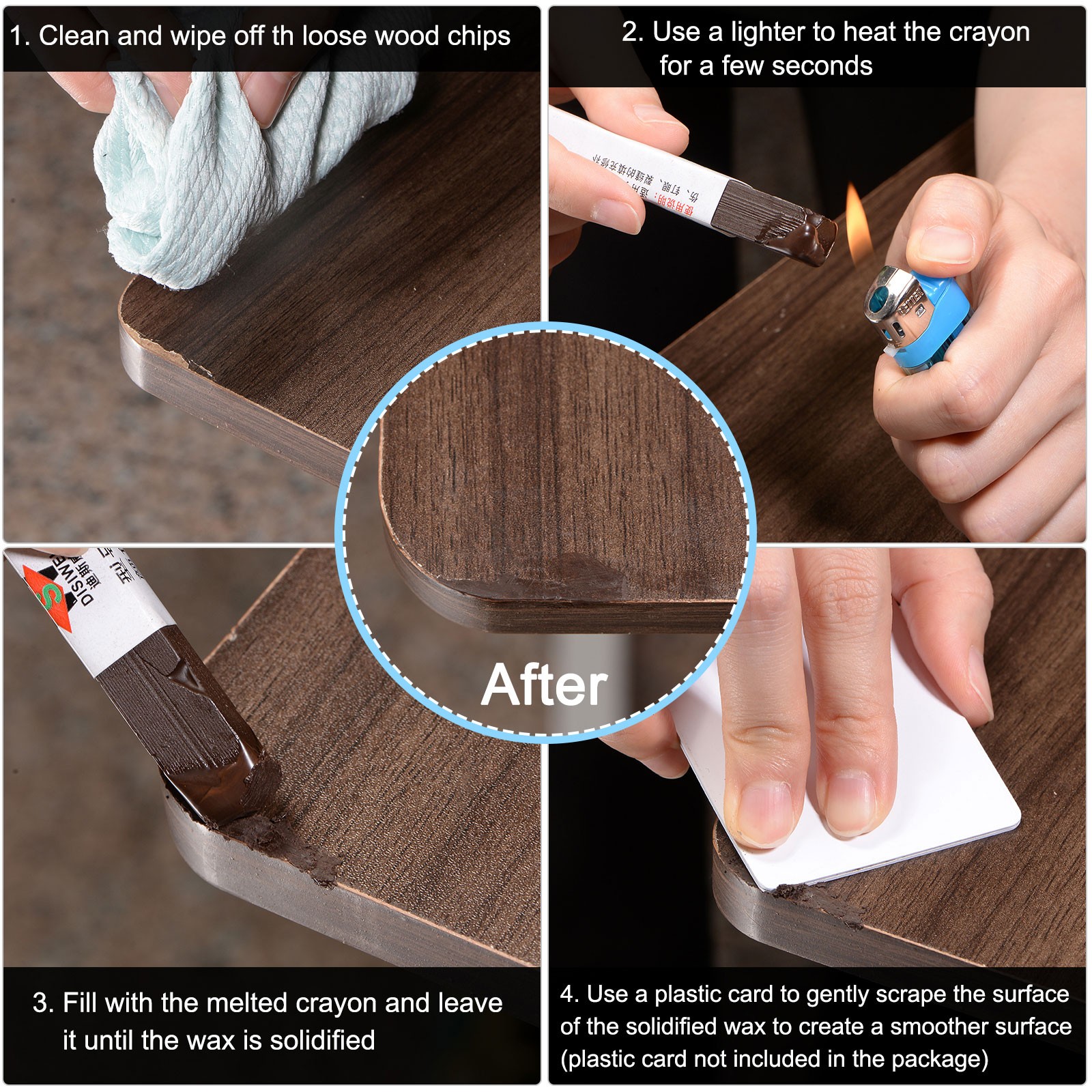 3Pcs Furniture Repair Crayons Wax Filler Stick Pen Marker Smoky Grey