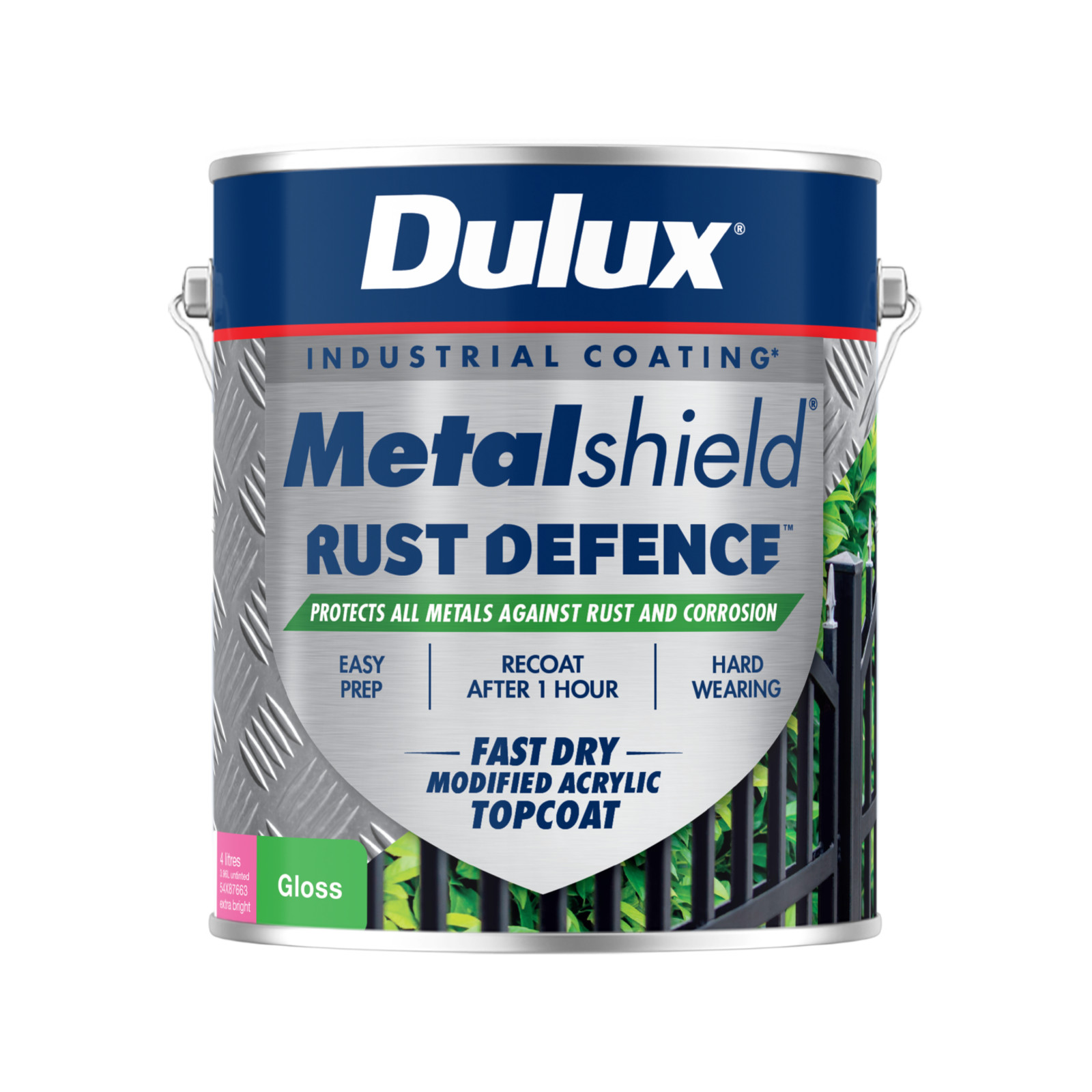 Dulux 4L Extra Bright Base Gloss Metalshield Rust Defence