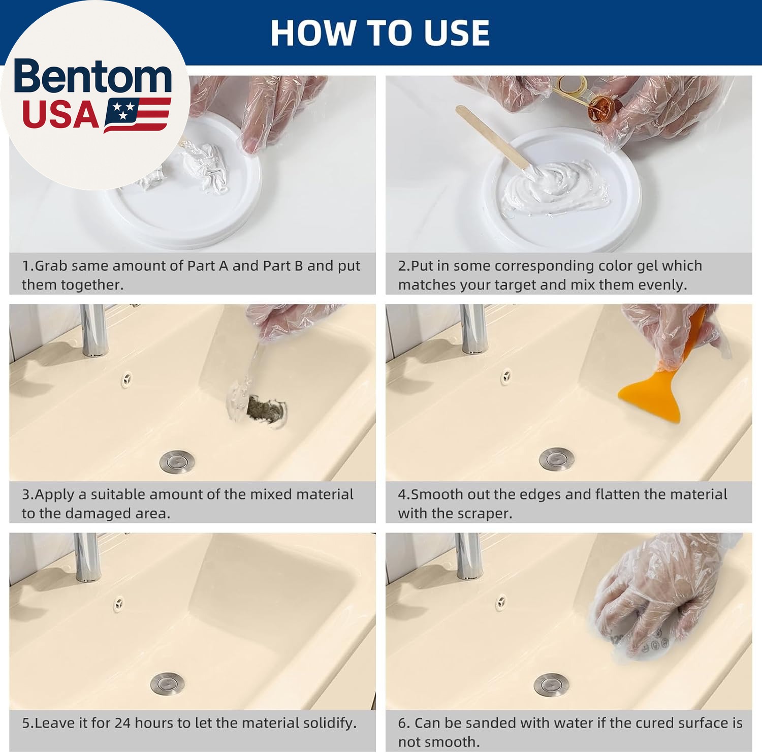 Tub and Fiberglass Shower Repair Kit White, 3.7Oz Porcelain Tile Repair Kit, Por