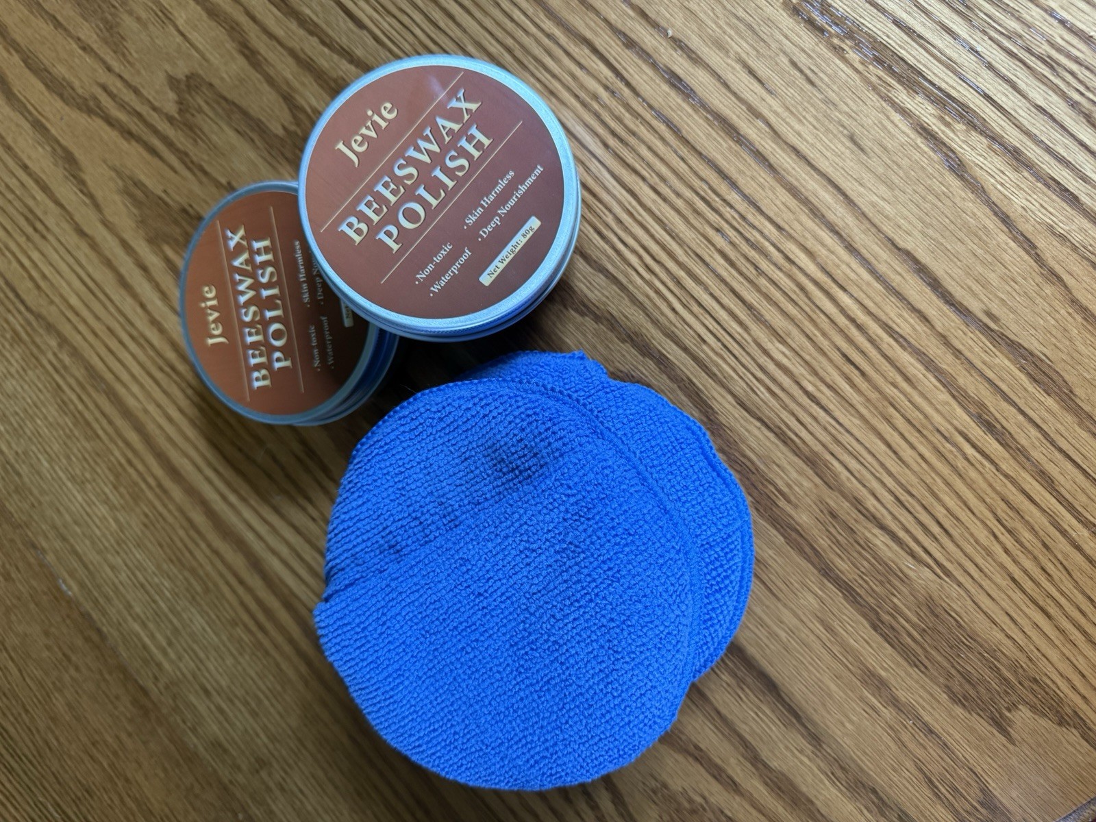 Jevie Beeswax Polish Paste 2-Pack 80g Brown Gloss Waterproof w/ Cloth