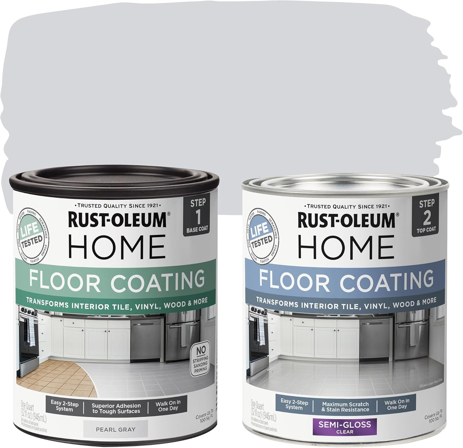 Rust-Oleum 367598 Home Interior Floor Coating Kit, Semi-Gloss Ultra White