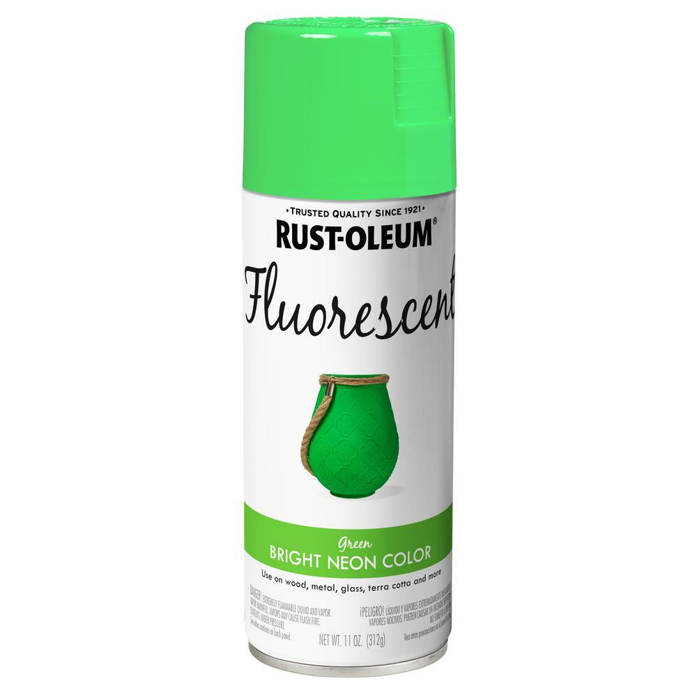 Rust-Oleum FLUORESCENT GREEN SPRAY PAINT Bright Neon Color HIGH VISIBILITY FINIS