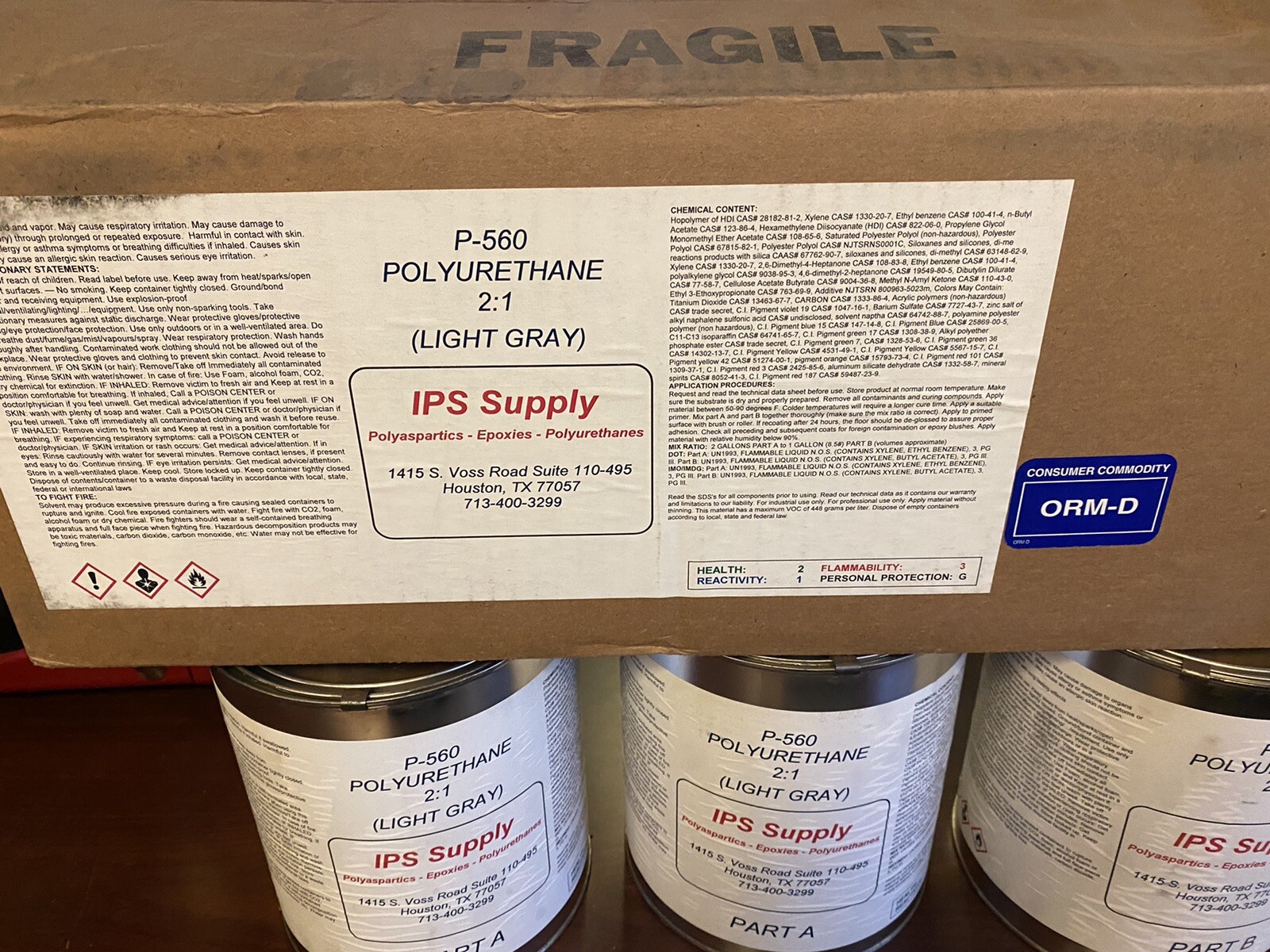 BRAND NEW IPS P-560 POLYURETHANE 2:1 LIGHT GRAY RESIN, PART A HARDNER , PART B
